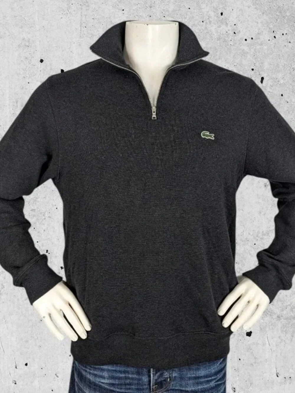 Lacoste 1/4 Zip Pullover Sweater Size Large Navy Blue